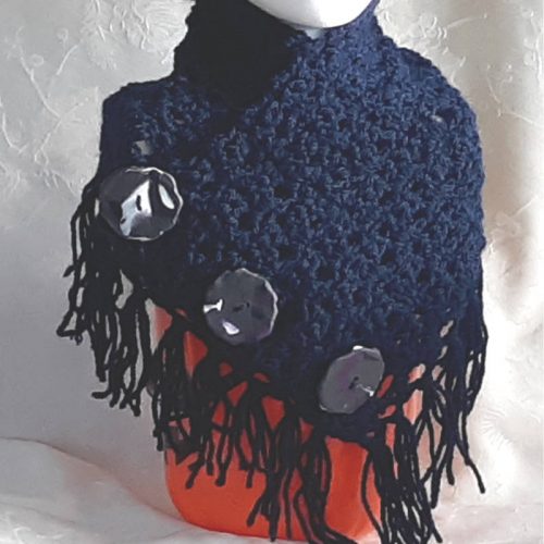 40301 blue lacy button scarf wrap